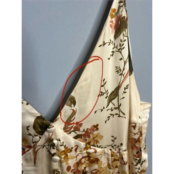 Reformation Esa Silk Dress Size 8 Bella Tan Floral Maxi V Neck Gown - Picture 7 of 10